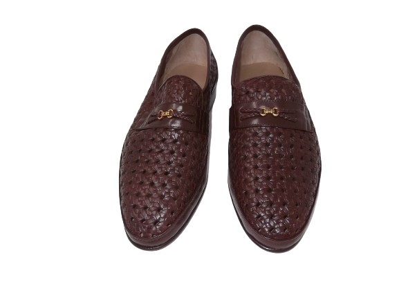 Zapatos Valien's piel trenzada Cierre elástico suela de cuero Color Marrón Talla 44 - Imagen 2