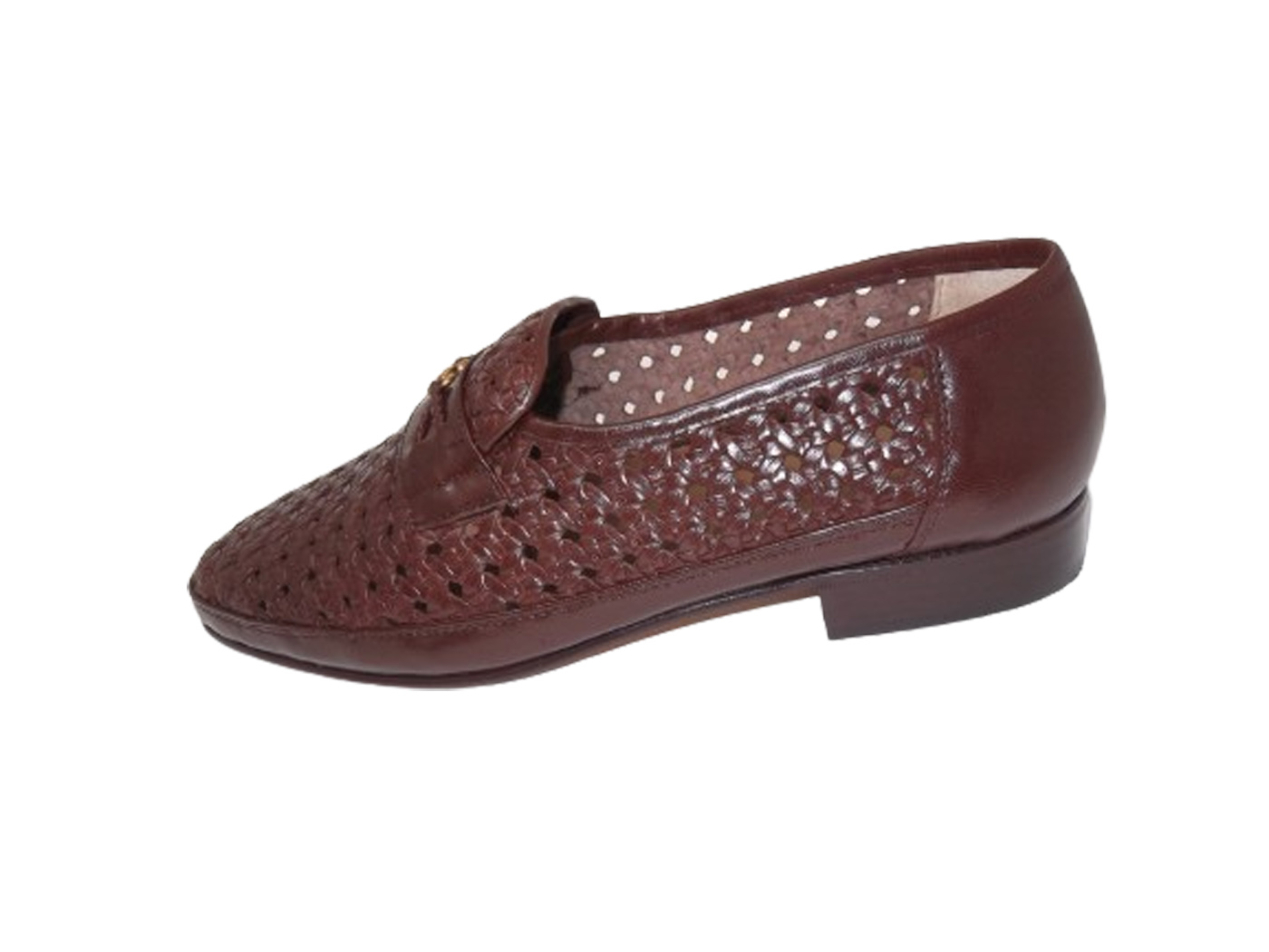 Zapatos Valien's piel trenzada Cierre elástico suela de cuero Color Marrón Talla 44 - Imagen 3