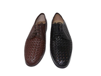Zapatos Valien's piel trenzada Cierre elástico suela de cuero Colores Negro / Marrón