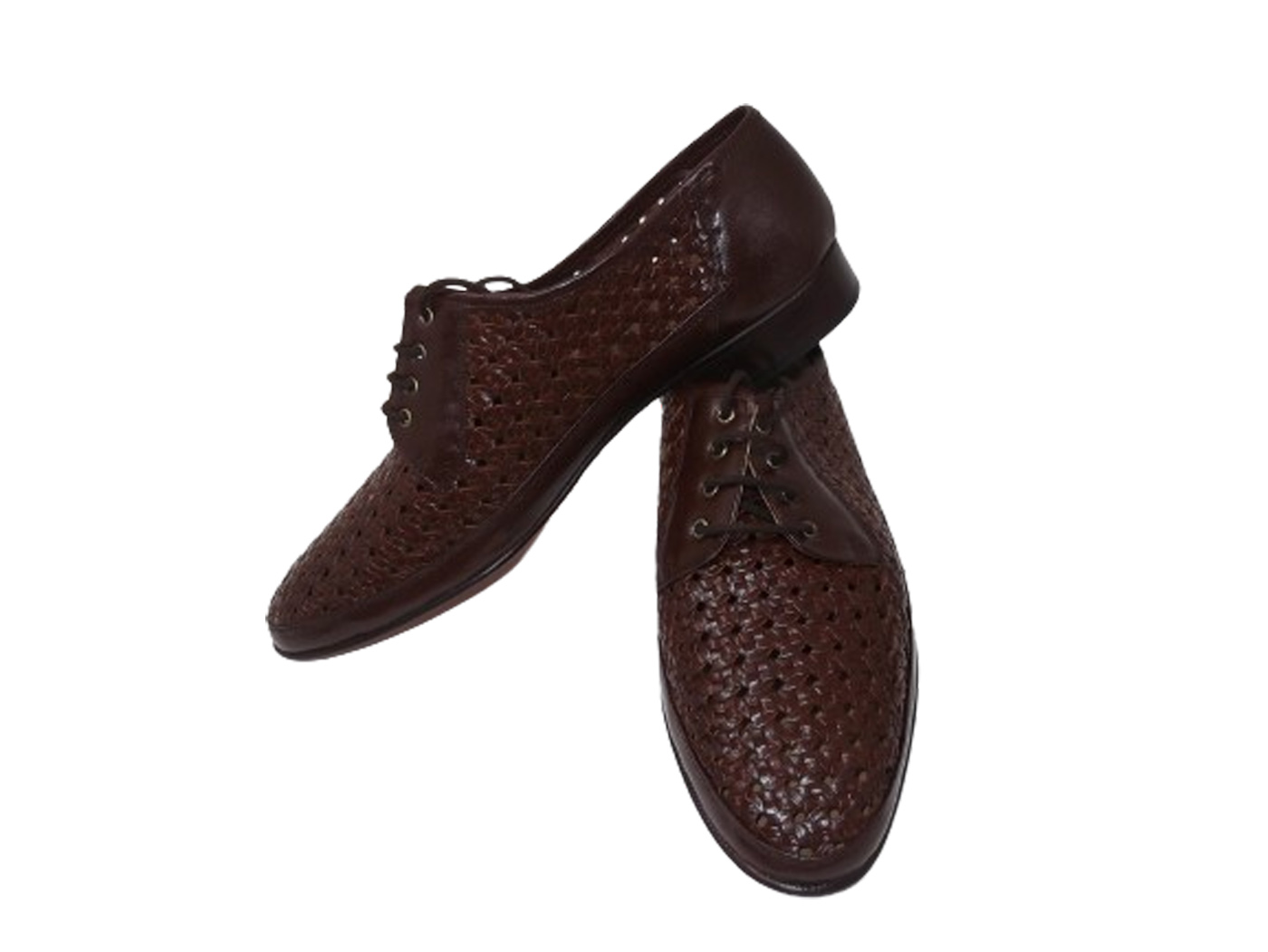 Zapatos Valien's piel trenzada Cierre elástico suela de cuero Colores Negro / Marrón - Imagen 9