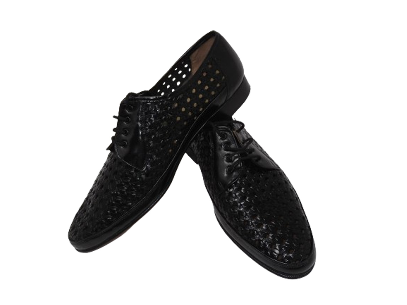 Zapatos Valien's piel trenzada Cierre elástico suela de cuero Colores Negro / Marrón - Imagen 2
