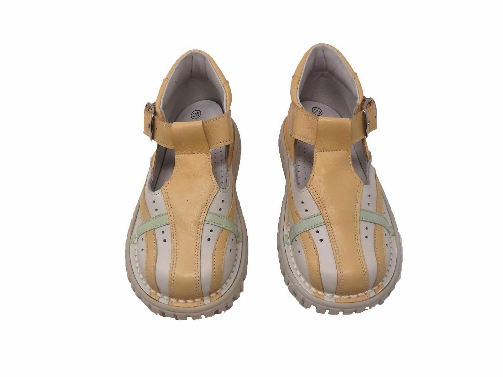 Zapato Niño Piel Marca Baby Pardo Color Beige Cuero Suela de goma - Imagen 3