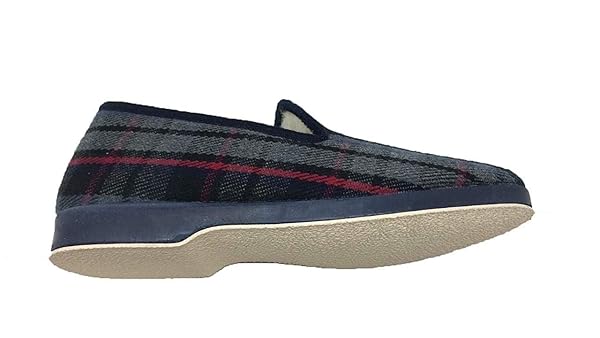 Soca Zapatilla de Estar por casa/Kebir/Hombre Material Empeine: Lana/Forro Lana Virgen/Suela de Goma/Modelo Cuadros Azul/del número 39 al 47/Talla 43 - Imagen 4