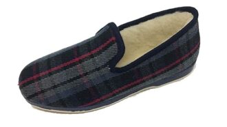 Soca Zapatilla de Estar por casa/Kebir/Hombre Material Empeine: Lana/Forro Lana Virgen/Suela de Goma/Modelo Cuadros Azul/del número 39 al 47/Talla 43