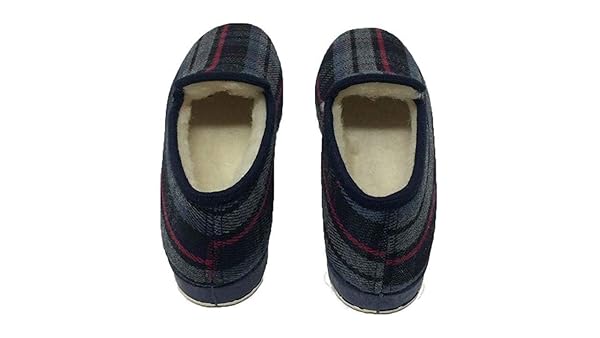 Soca Zapatilla de Estar por casa/Kebir/Hombre Material Empeine: Lana/Forro Lana Virgen/Suela de Goma/Modelo Cuadros Azul/del número 39 al 47/Talla 45 - Imagen 6