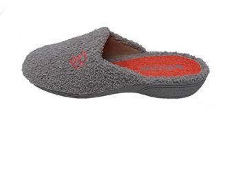 Zapatillas de Estar por casa/Mujer/Vulca-Bicha/Téxtil/Algodón Rizo/Suela Goma/Color Gris-Naranja