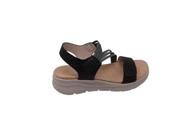 amarpies Sandalias de Mujer Empeine: Textil/Suela: Poliuretano/Cierre Fácil/Cuña 3cm/Color Negro - Imagen 2
