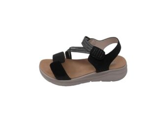 amarpies Sandalias de Mujer Empeine: Textil/Suela: Poliuretano/Cierre Fácil/Cuña 3cm/Color Negro