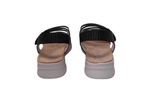 amarpies Sandalias de Mujer Empeine: Textil/Suela: Poliuretano/Cierre Fácil/Cuña 3cm/Color Negro - Imagen 4